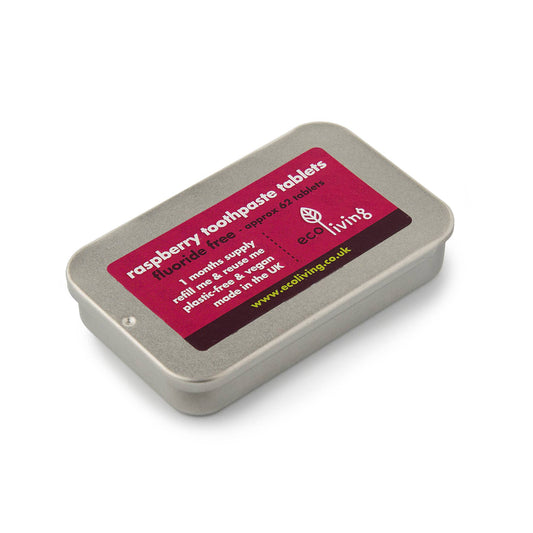 ecoLiving - Toothpaste Tablets - Raspberry - TIN - Flouride Free
