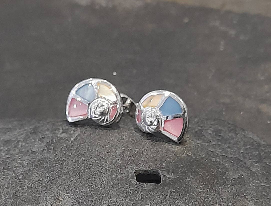 SPIRAL SHELL,  MULTI MOP 9X8MM STUD