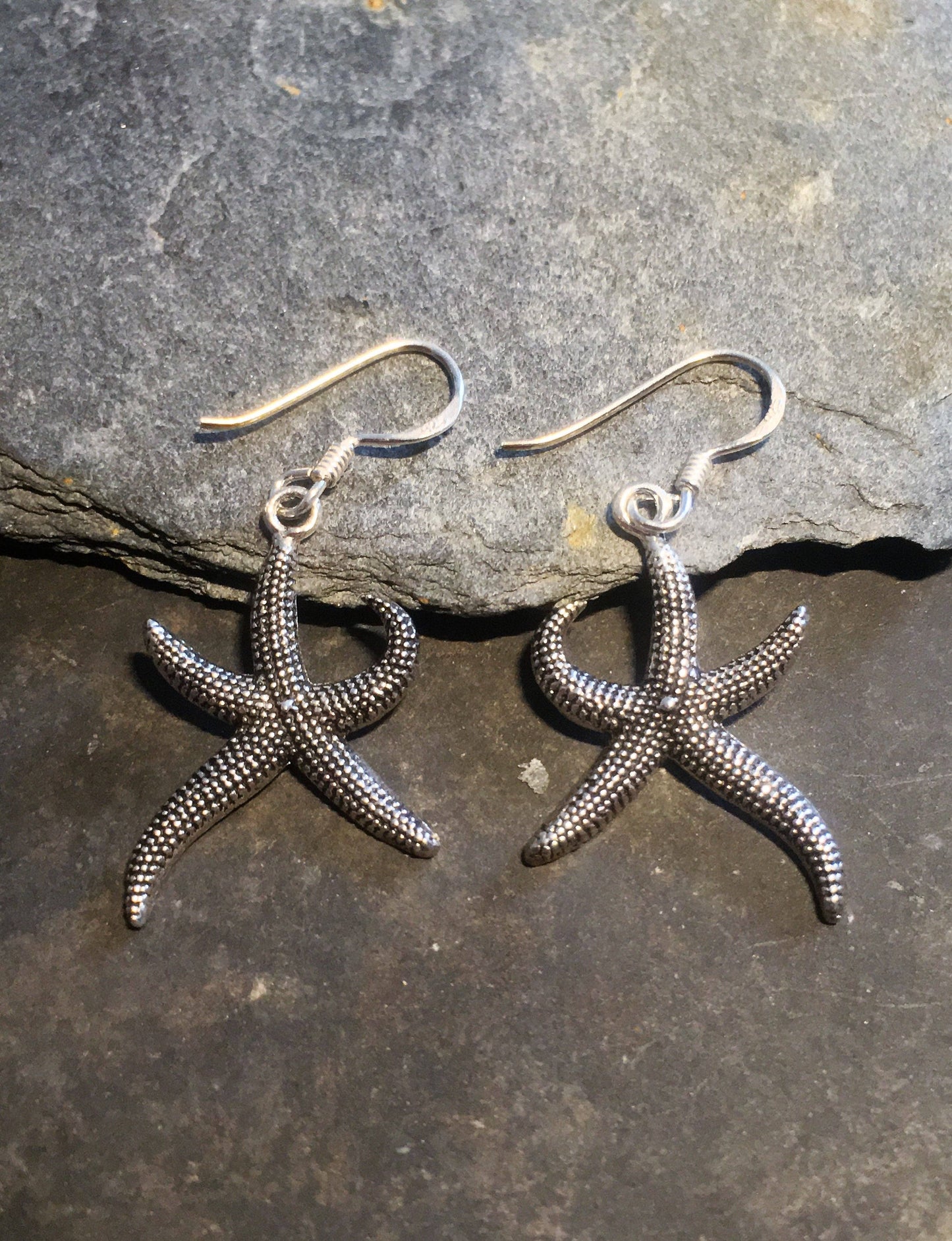 STARFISH DROP EARRING OXIDISED