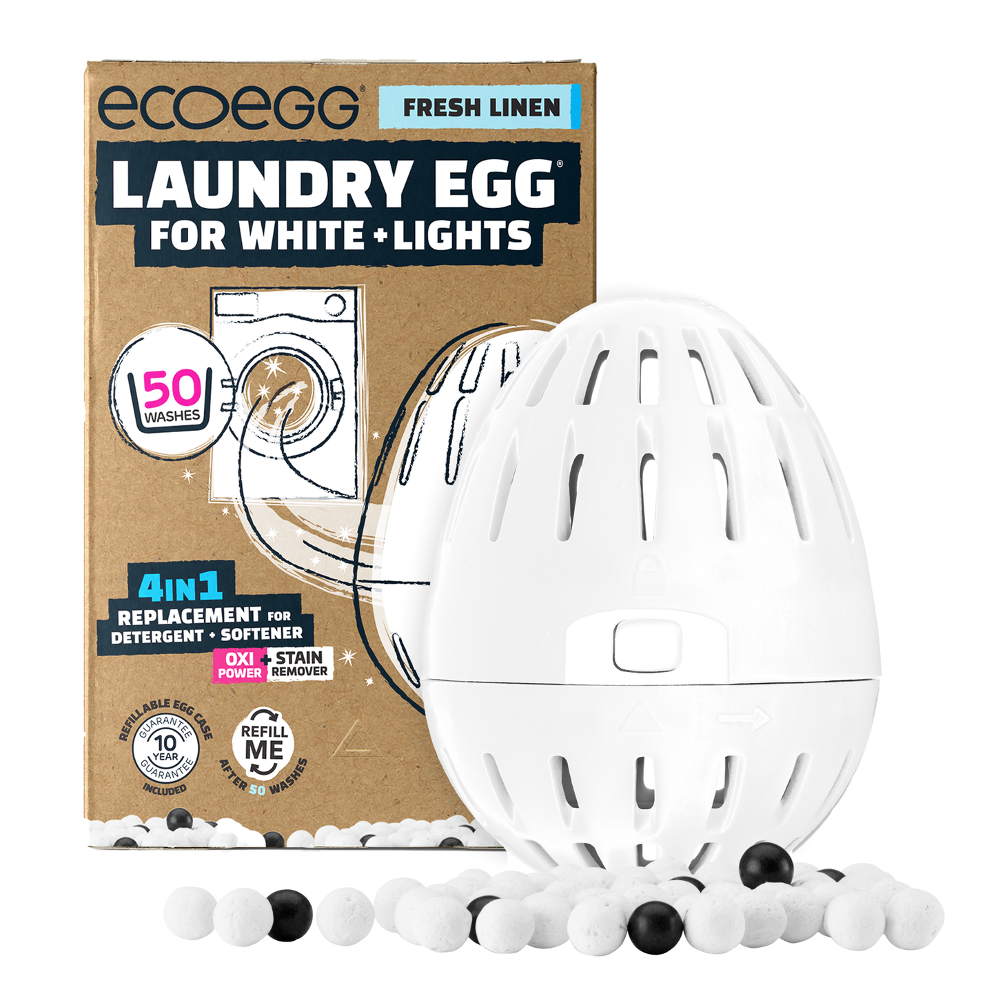 Ecoegg - Laundry Egg for Whites + Lights - Fresh linen 50 washes