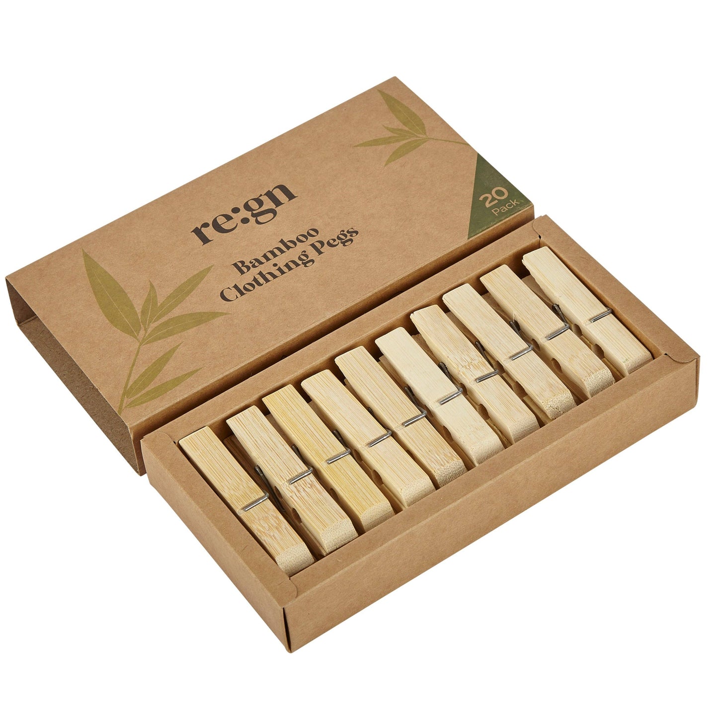 Re:gn - Bamboo Clothes Pegs - Biodegradable & Vegan - 20 Pack