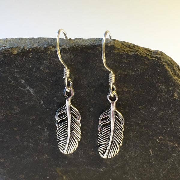 Bluelily925silver - E421B - Broad Feather drop earring
