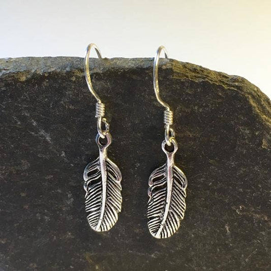 Bluelily925silver - E421B - Broad Feather drop earring