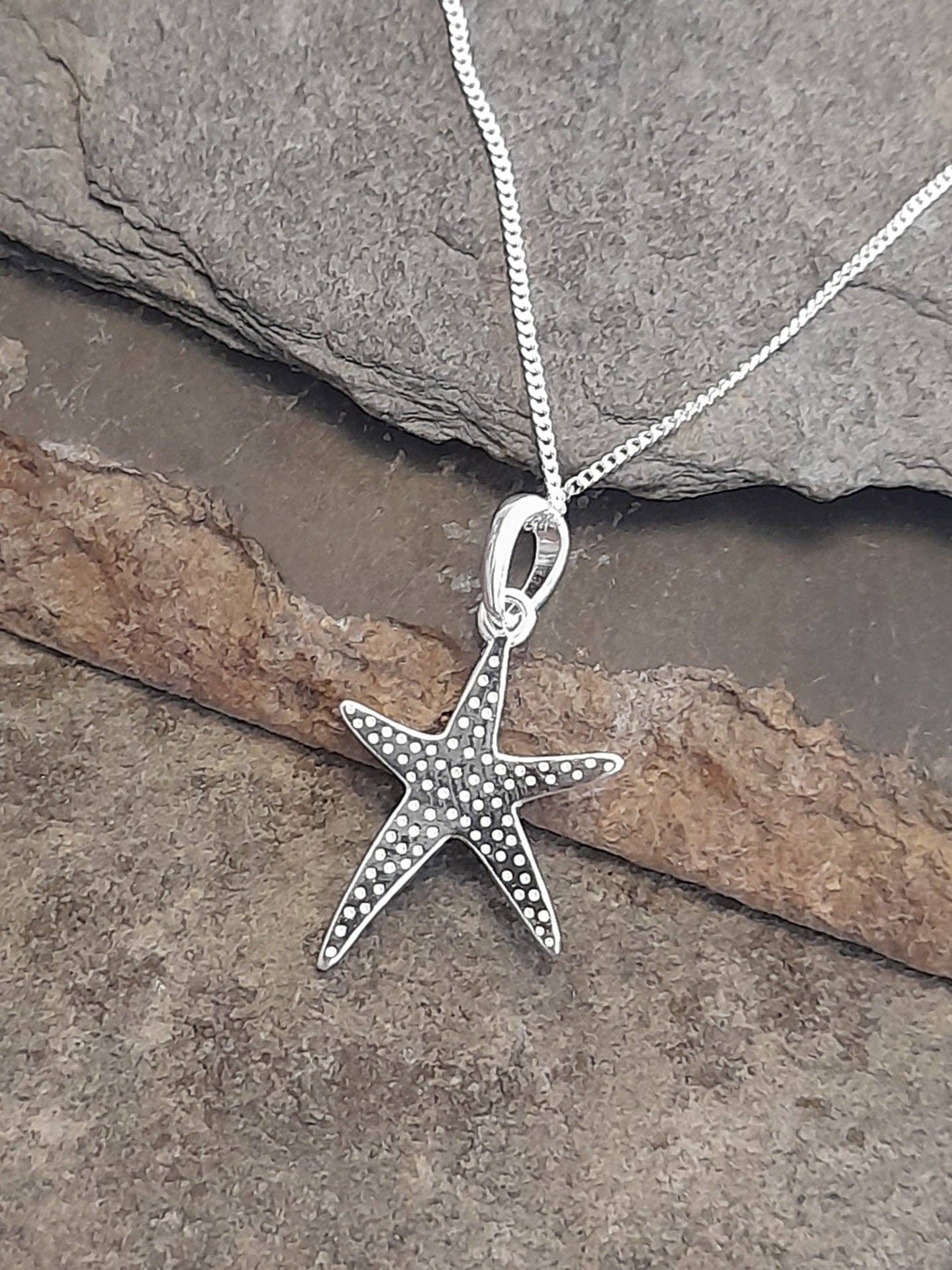 Bluelily925silver - SP493BC - BLUE STARFISH PENDANT 14 X 18 MM